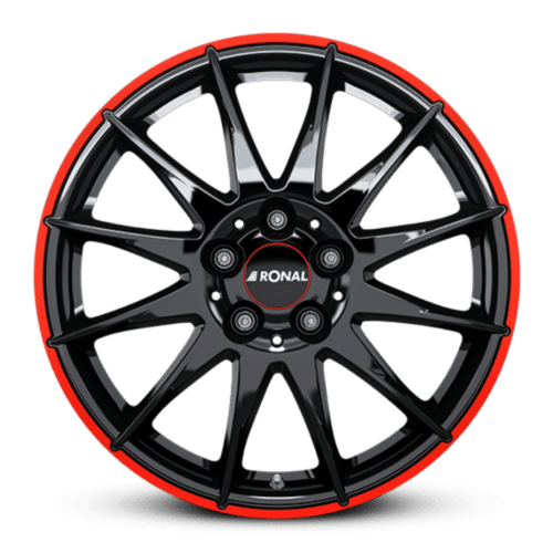 RONAL R54 farba: jetblack - red rim 7x17 5x112 ET45